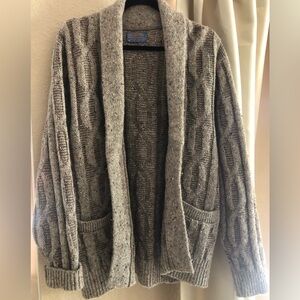 Authentic Pendleton 100% Wool Oversized Chunky Brown Open Cardigan - Medium